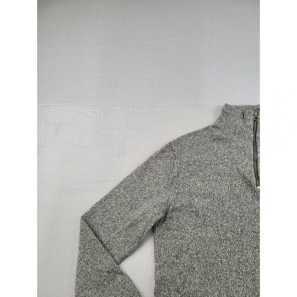 J Crew Men Sweater M Gray 1/4 Zip Pullover Knit Wool Blend Long Sleeve Casual